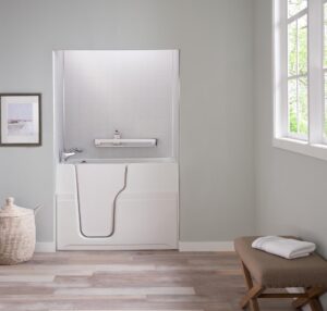 A walk-in tub with an easy-access door