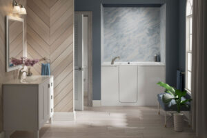 A walk-in bathtub designed for aging in place